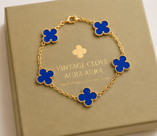 Blue Gold VCA 5 Clover Vintage Bracelet