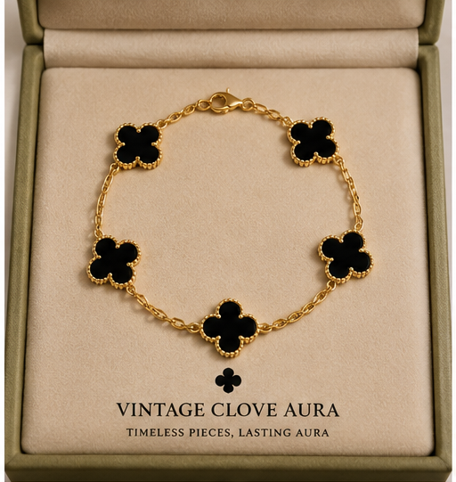 VCA 5 Clover Vintage Bracelet Black Gold
