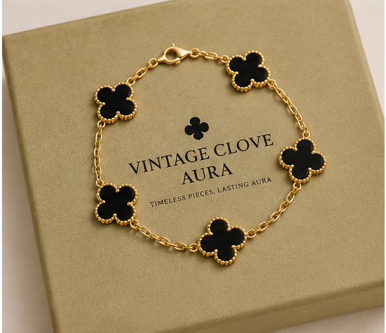 VCA 5 Clover Vintage Bracelet Black Gold
