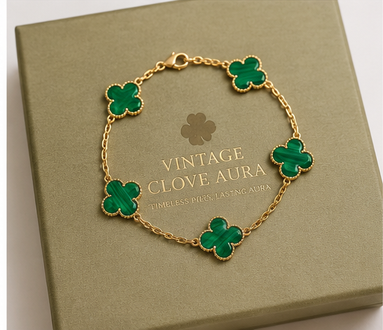 Malachite Green VCA 5 Clover Vintage Bracelet