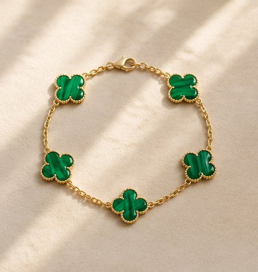 Malachite Green VCA 5 Clover Vintage Bracelet