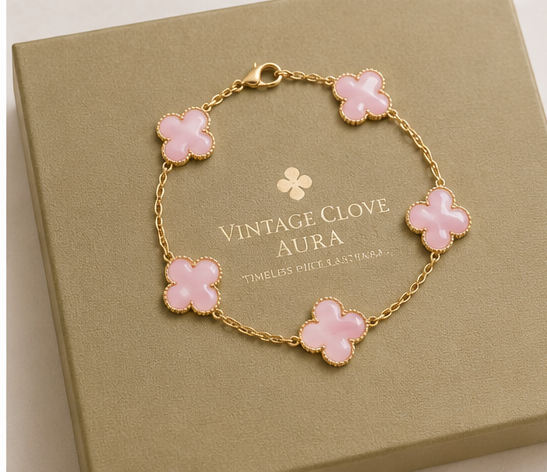Pink Gold VCA 5 Clover Vintage Bracelet